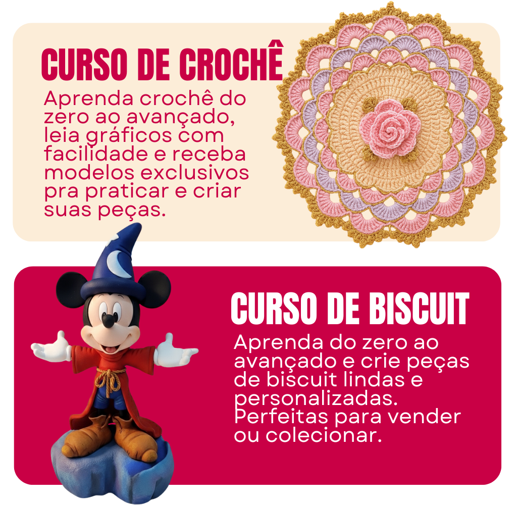 Curso de Crochê e Curso de Biscuit ArtesaFlix
